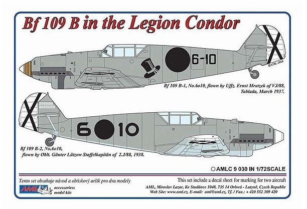 1/72 Decals Bf 109B in the Legion Condor