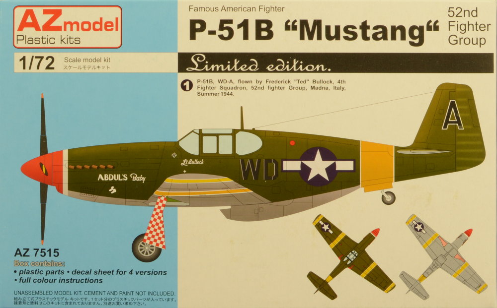 1/72 P-51B 'Mustang' 52nd FIGHTER GROUP (3x camo)