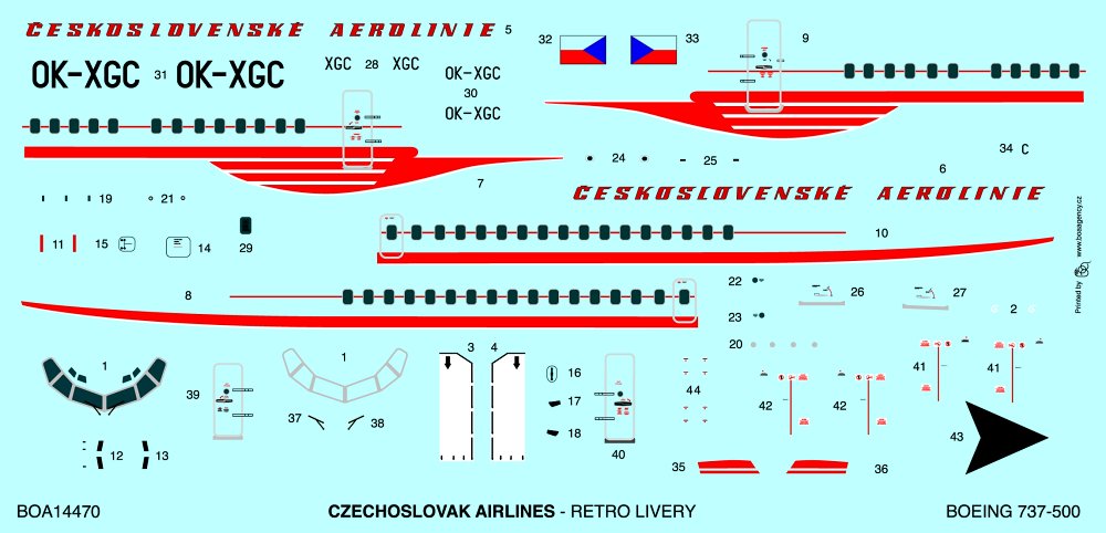 1/144 Decals Boeing 737-500 ČSA Retro Red (SKY)