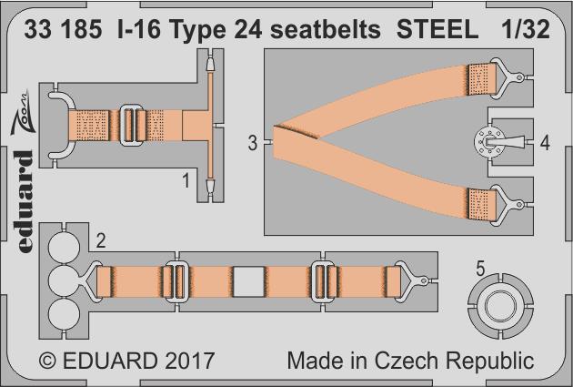 1/32 I-16 Type 24 seatbets STEEL  (ICM)