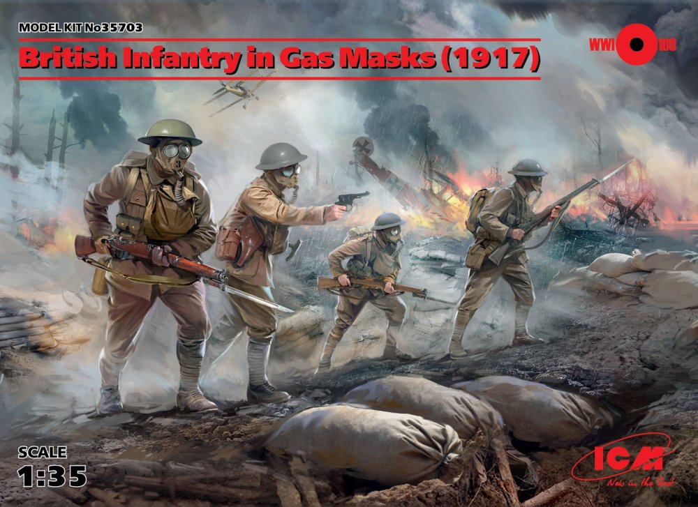 1/35 British Infantry in Gas Masks - 1917 (4 fig.)