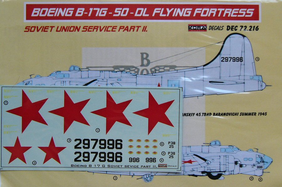 1/72 Decals Boeing B-17G-50-DL Russian serv. Pt.2
