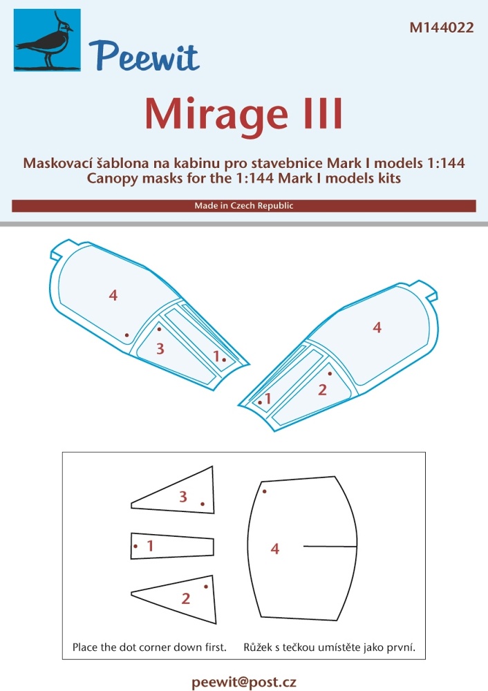 1/144 Canopy mask Mirage III (MARK 1 MODEL)