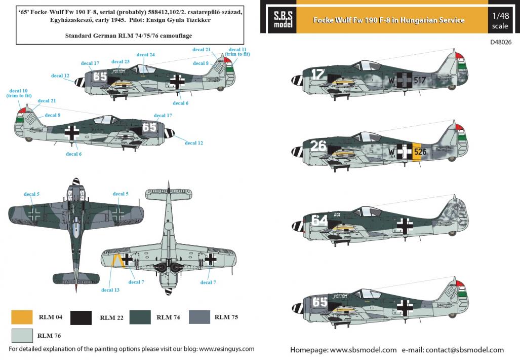 1/48 Decal Fw-190 F-8 in Hungarian Service