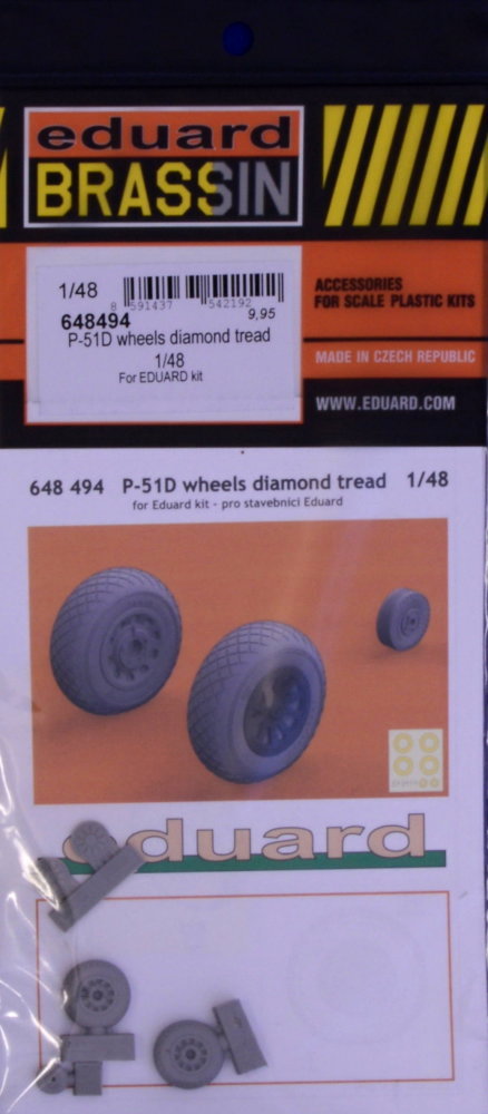 BRASSIN 1/48 P-51D wheels diamond tread (EDU)