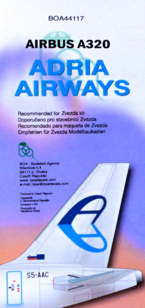1/144 Decals Airbus A320 ADRIA Airways (ZVE)