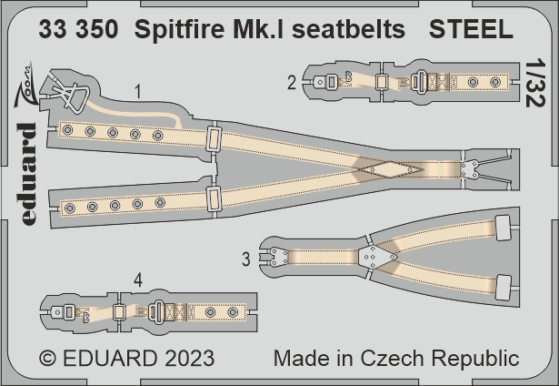 1/32 Spitfire Mk.I seatbelts STEEL (KOTARE)
