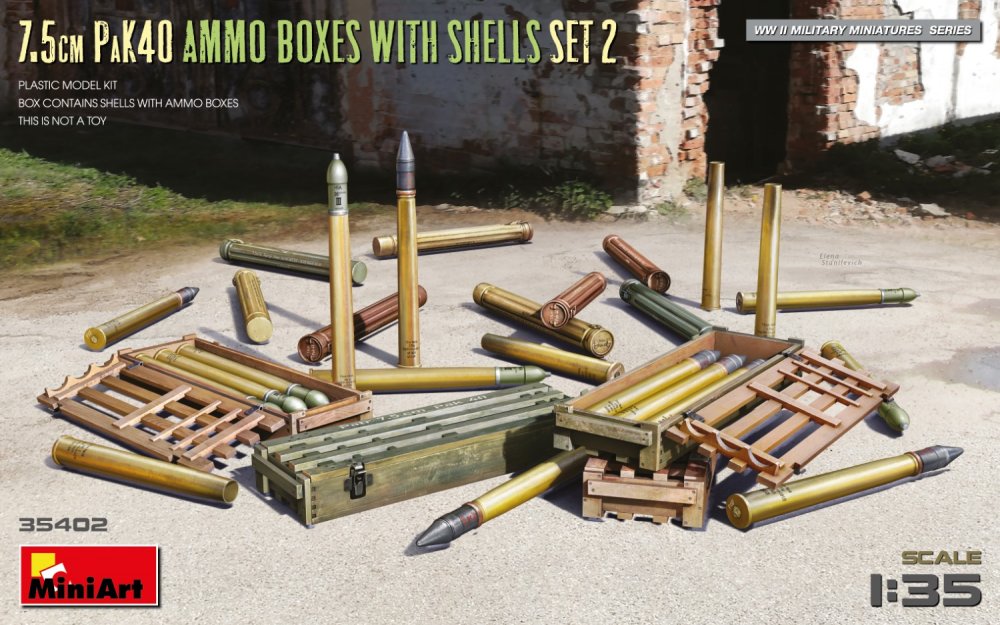 1/35 7.5cm PaK40 Ammo Boxes w/Shells Set 2