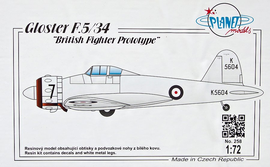 1/72 Gloster F.5/34 'British Fighter Prototype'