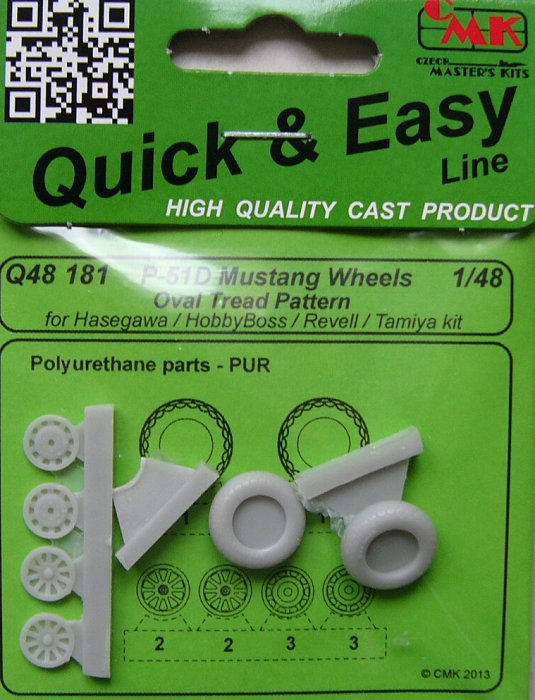 1/48 P-51D Mustang Wheels Oval Tread Pattern