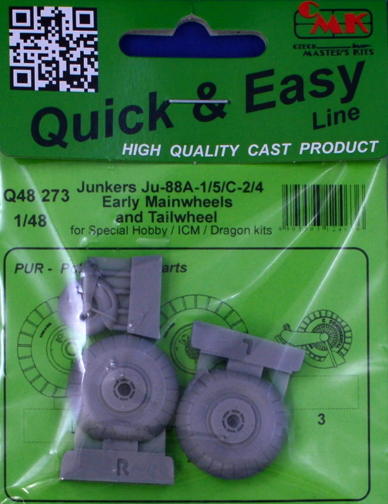 1/48 Ju-88A-1/5/C-2/4 early main&tail wheels (ICM)