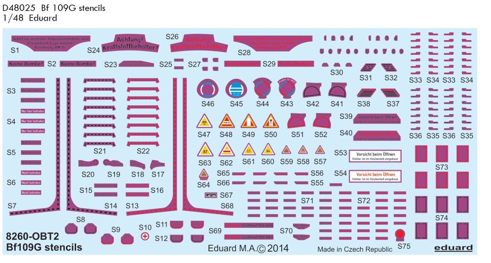 Decals 1/48 Bf 109G stencils (EDU)