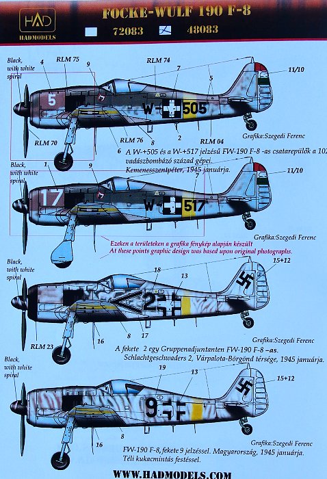 1/48 Decal Focke Wulf FW 190 F-8 (4x camo)