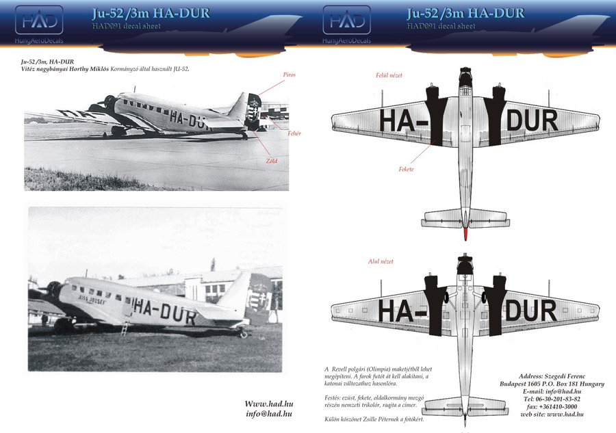 1/48 Decal Ju-52 (HA-DUR)