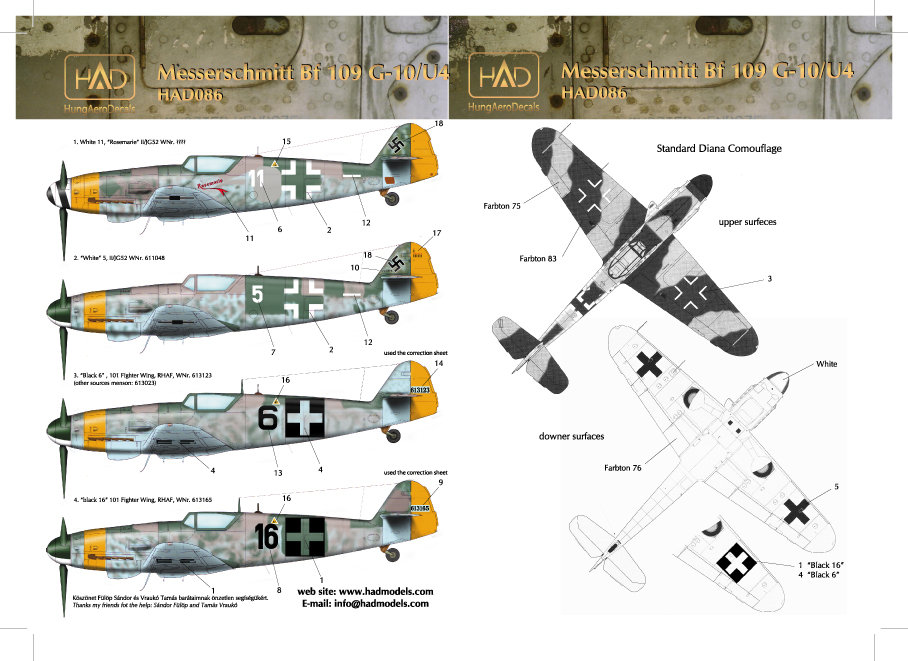 1/72 Decal Messerschmitt Bf 109 G-10