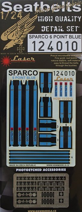 1/24 Seatbelts SPARCO 6 Point BLUE (laser)