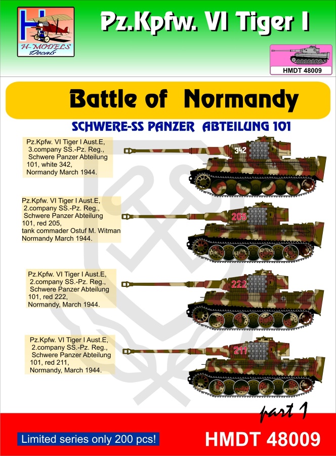 1/48 Decals Pz.Kpfw.VI Tiger I Battle Normandy 1