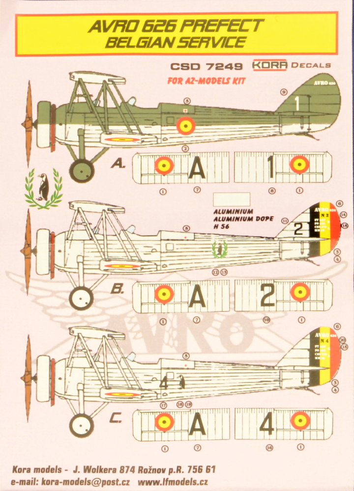 1/72 AVRO 626 Prefect Belgium Conv.set&decal (AZ)