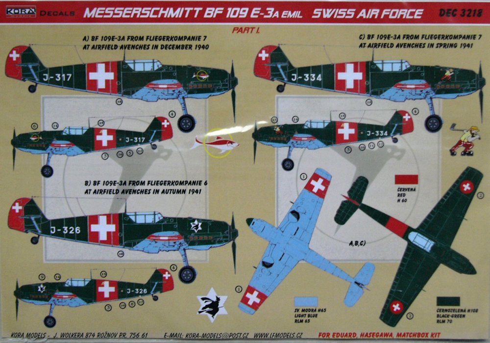 1/32 Decals Bf 109 E-3A Emil (Swiss AF) Part I.