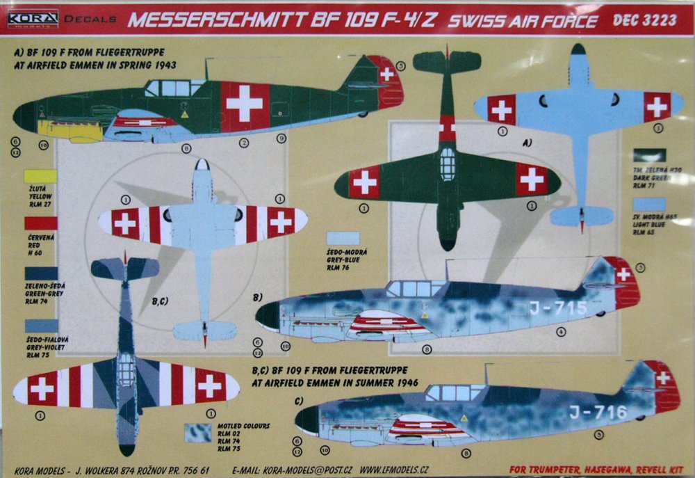1/32 Decals Bf 109 F-4/Z (Swiss Air Force)