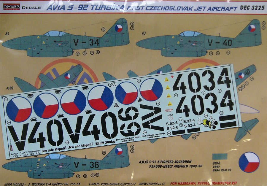 1/32 Decals Avia S-92 Turbina (Czechoslovakia)