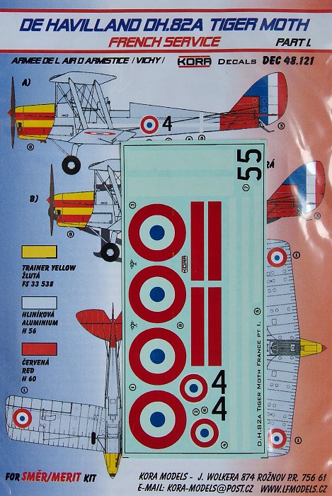 1/48 Decals DH.82A Tiger Moth (French Service) I.
