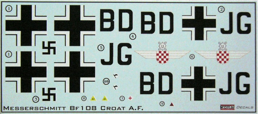 1/48 Decals Messers. Bf 108B (Croatian Air Force)