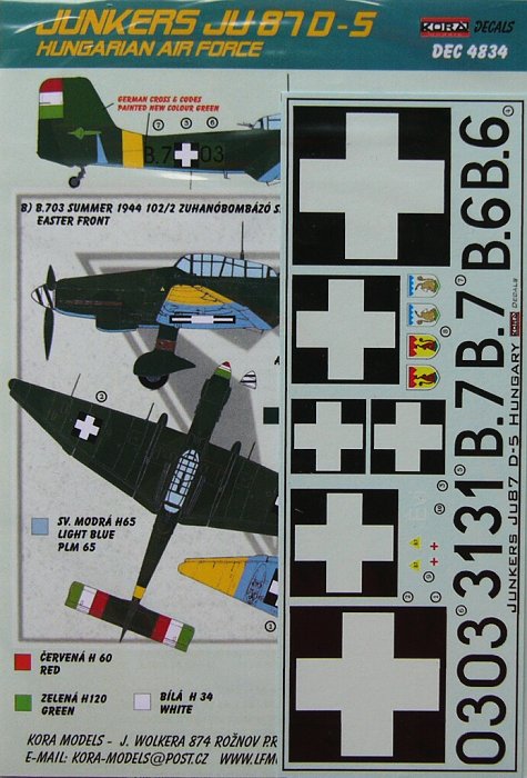 1/48 Decals Ju 87D-5 (Hungarian Air Force)