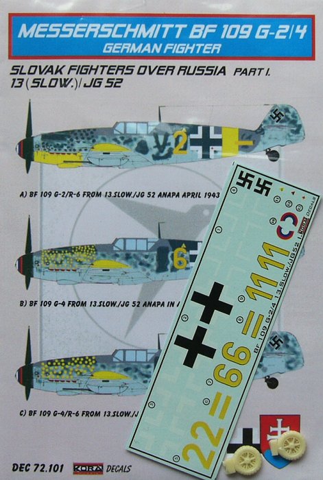 1/72 Decals Bf 109 G-2/4 (13 Slow./JG52) Part 1