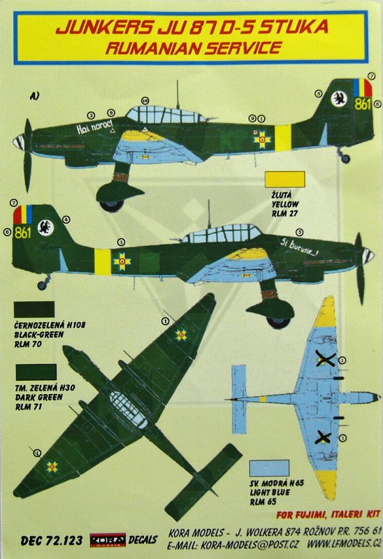 1/72 Decals Ju 87 D-5 Stuka (Romanian Service)