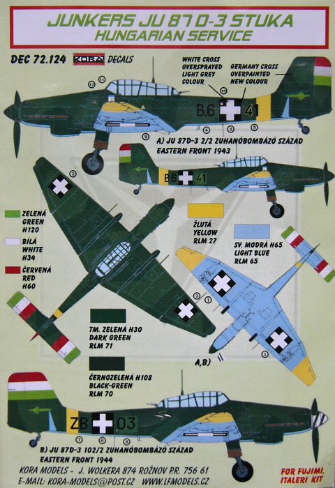 1/72 Decals Ju 87 D-3 Stuka (Hungarian Service)