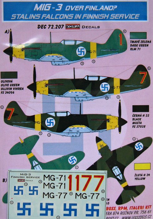 1/72 Decals MiG-3 in Finnish service