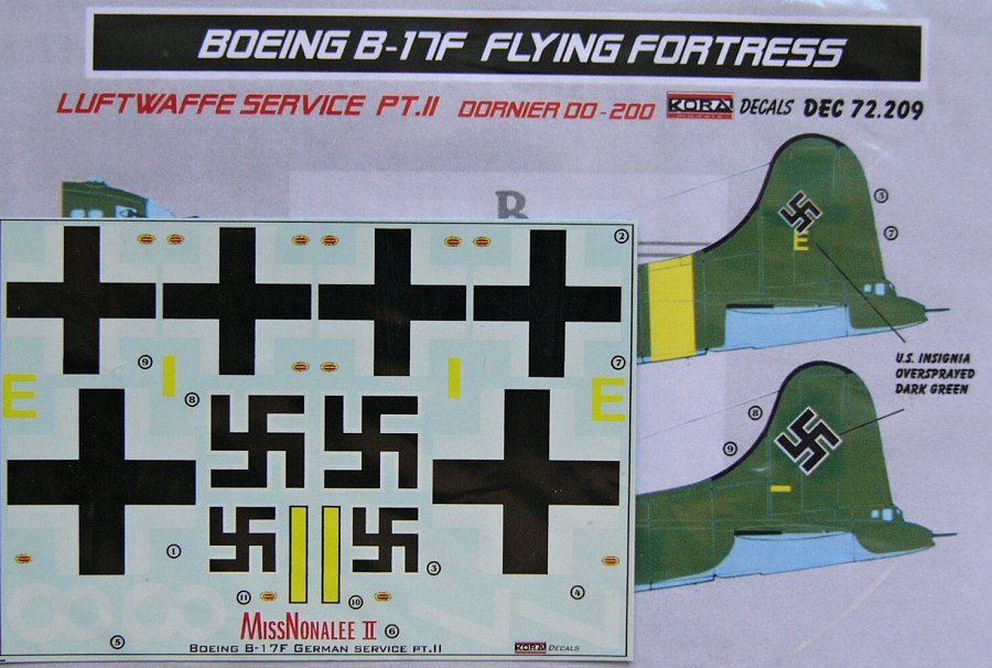 1/72 Decals Boeing B-17F Luftwaffe Pt.II