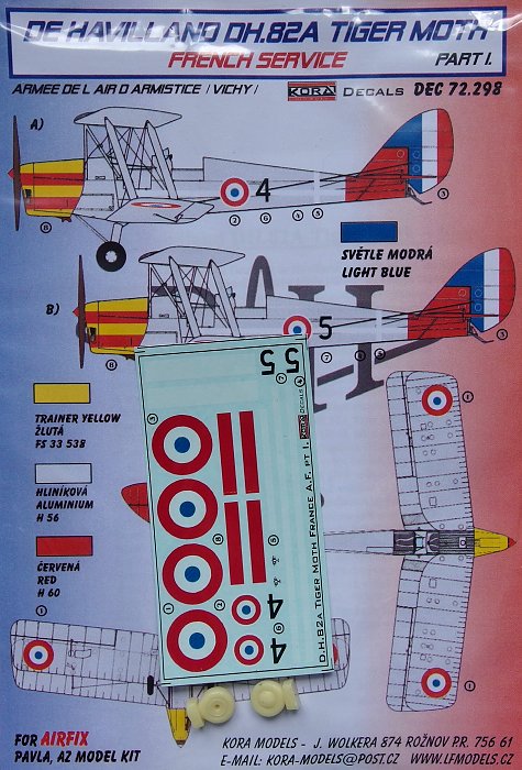 1/72 Decals DH.82A Tiger Moth French Service Pt.1