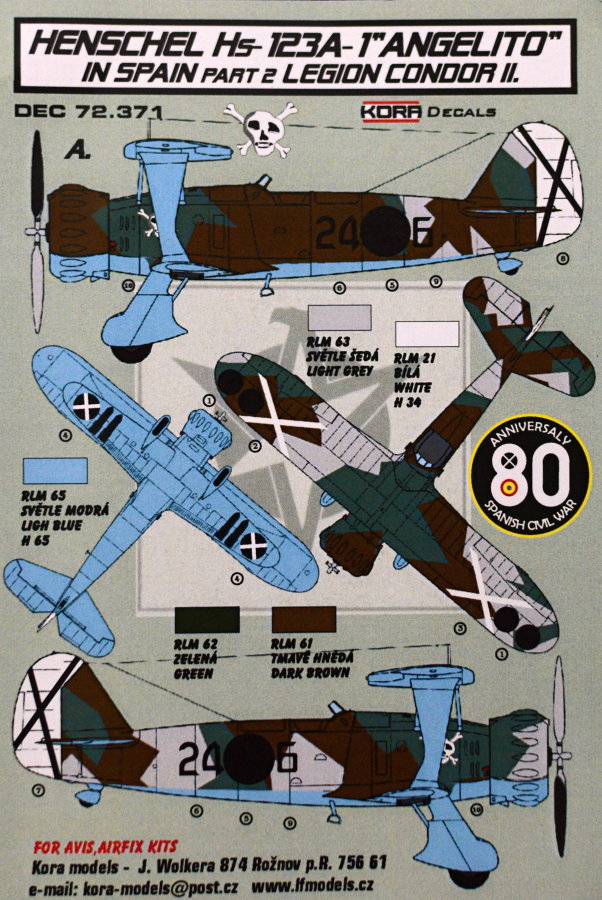 1/72 Decals Hs-123A-1 'Angelito' in Spain Vol.2