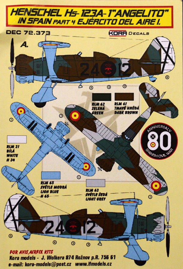 1/72 Decals Hs-123A-1 'Angelito' in Spain Vol.4