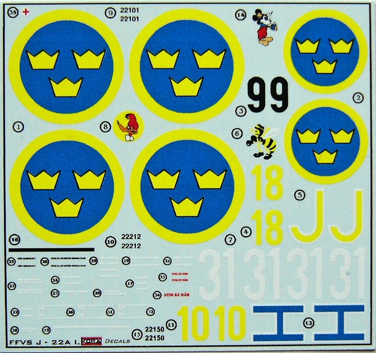 1/72 Decals FFVS J 22A (Sweden) Part I.