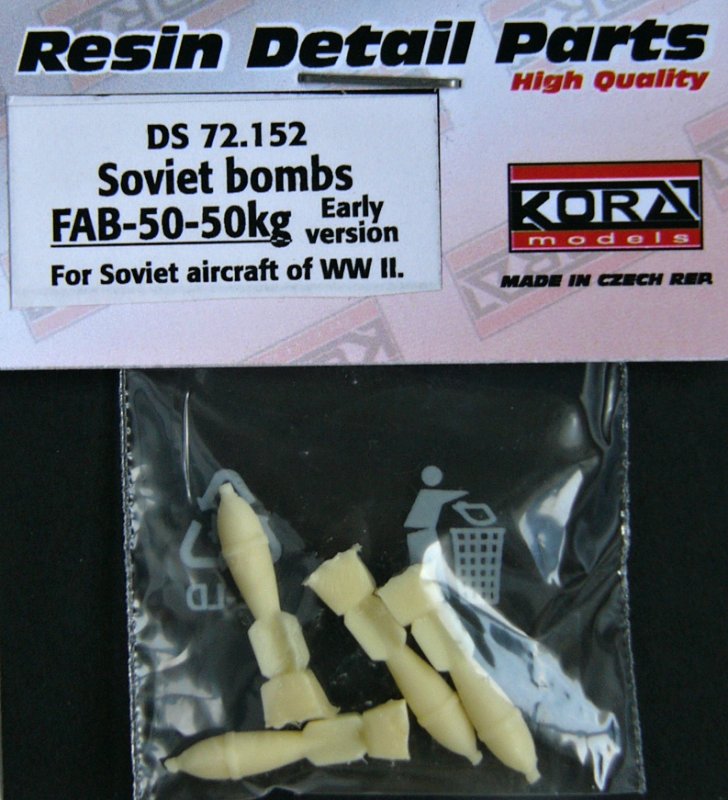 1/72 Soviet bombs WWII AO-50-50kg (early) - 4 pcs.