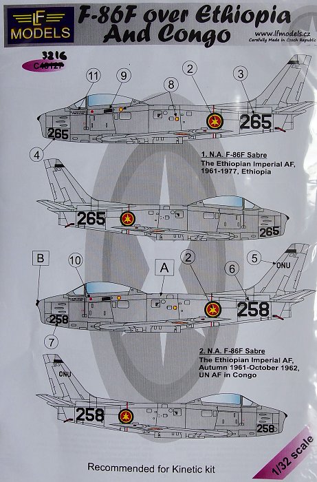 1/32 Decals F-86F over Ethiopia (KINETIC)