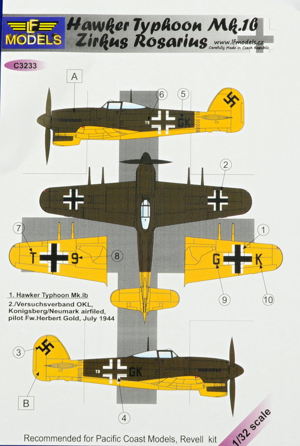 1/32 Decals Hawker Typhoon Mk.Ib Zirkus Rosarius