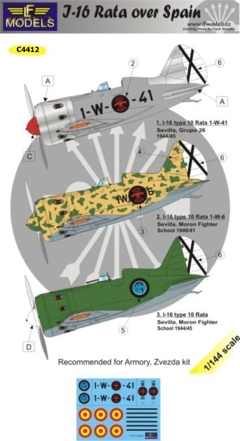 1/144 Decals I-16 Rata over Spain