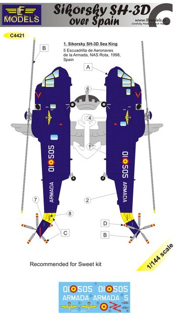 1/144 Decals Sikorsky SH-3D over Spain