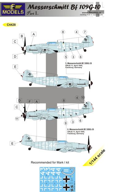 1/144 Decals Messerschmitt Bf 109G-10 part 1