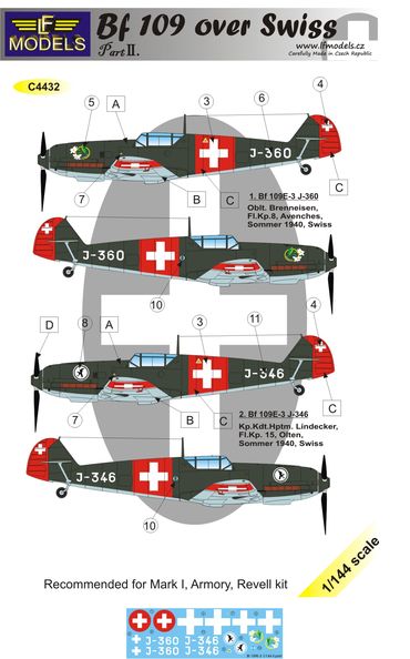 1/144 Decals Bf 109 over Swiss part 2