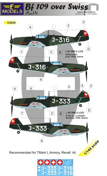 1/144 Decals Bf 109 over Swiss part 4