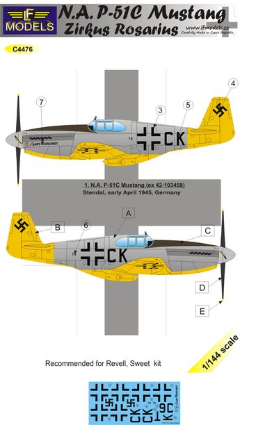 1/144 Decals P-51C Mustang Zirkus Rosarius Pt.1