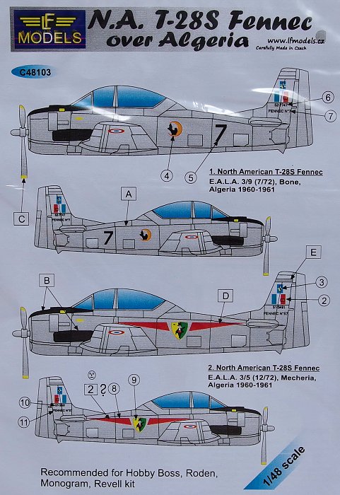 1/48 Decals N.A. T-28S Fennec over Algeria (RDN)