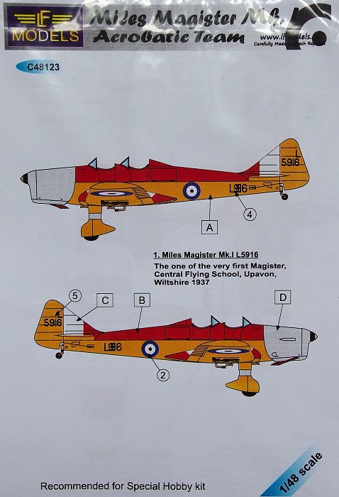 1/48 Decal Miles Magister Mk.I Acrobatic Team