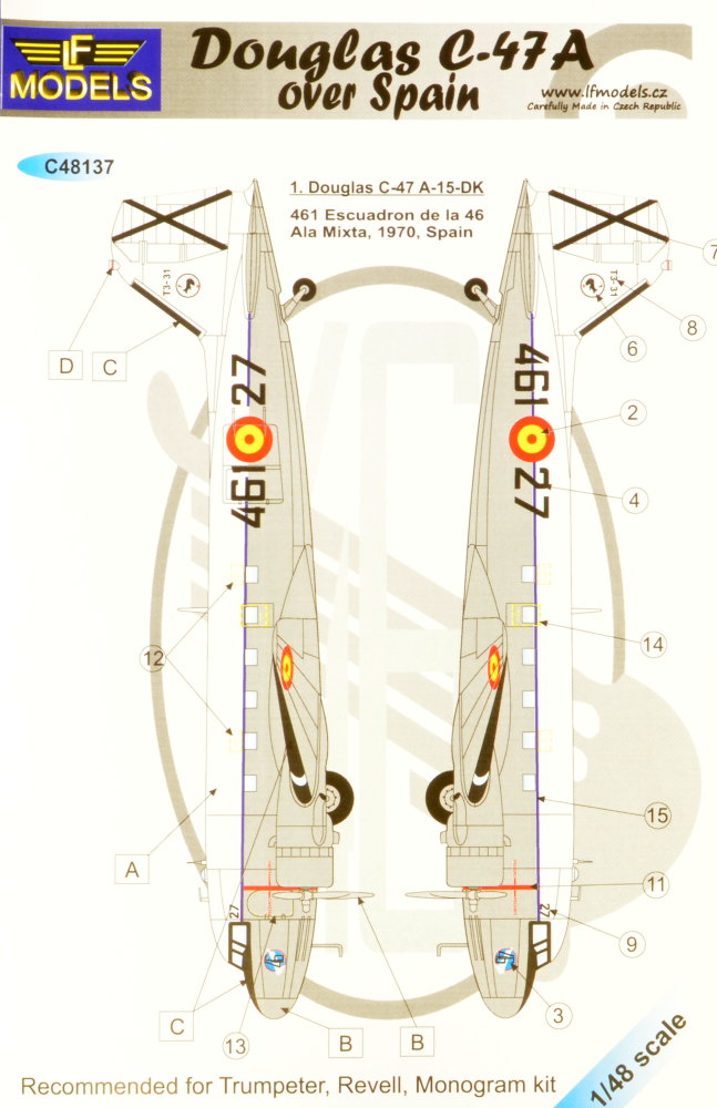 1/48 Decals Douglas C-47A over Spain (TRUMP/REV)