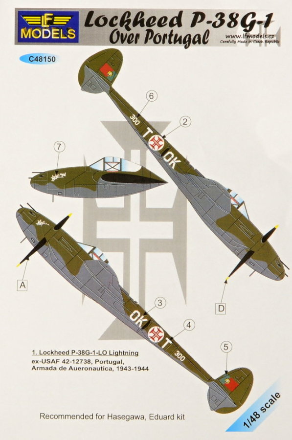 1/48 Decals Lockheed P-38G-1 over Portugal (EDU)